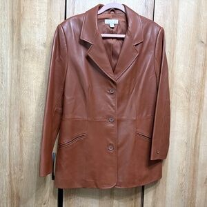Nordstrom Brown Lamb Leather Vintage Blazer Size Large